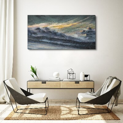 Mountain landscape at dusk Print on canvas
