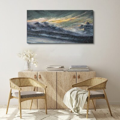 Mountain landscape at dusk Print on canvas