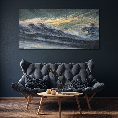 Mountain landscape at dusk Print on canvas