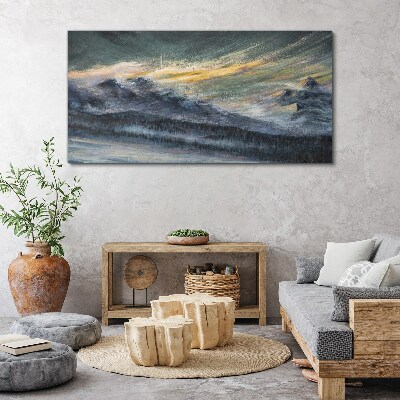 Mountain landscape at dusk Print on canvas