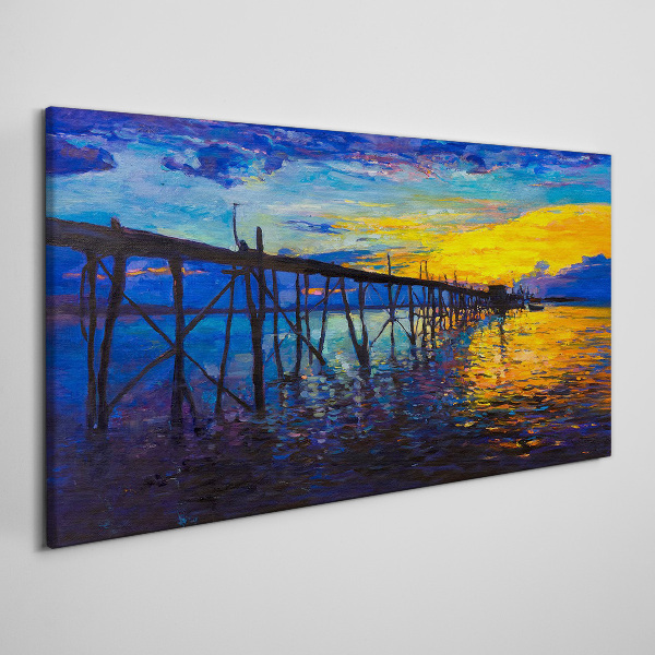 Sunset over the pier Print on canvas