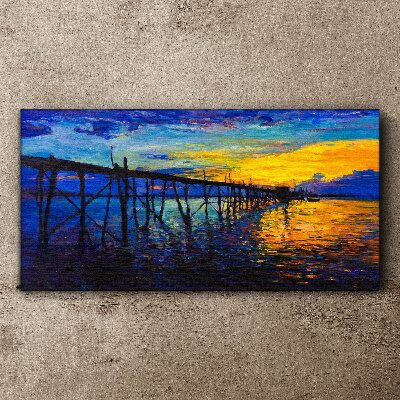 Sunset over the pier Print on canvas