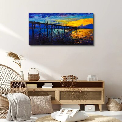 Sunset over the pier Print on canvas