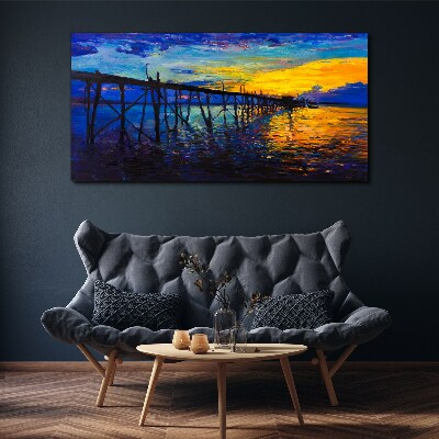 Sunset over the pier Print on canvas