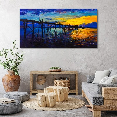 Sunset over the pier Print on canvas