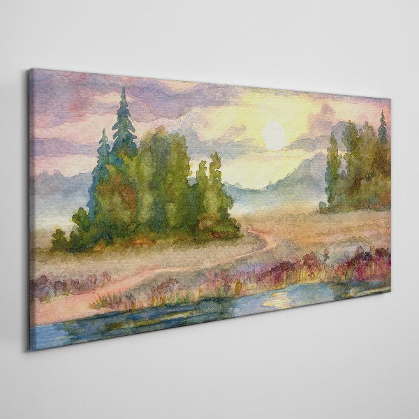 A quiet morning by the lake Canvas wall art
