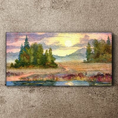 A quiet morning by the lake Canvas wall art