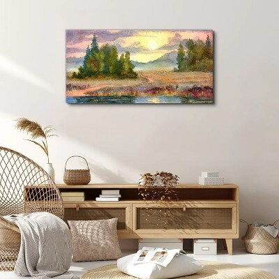 A quiet morning by the lake Canvas wall art