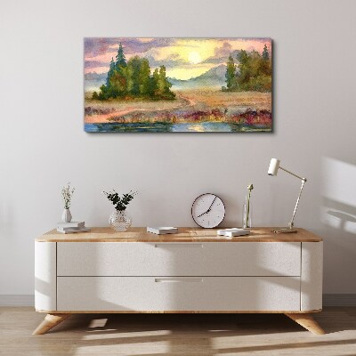 A quiet morning by the lake Canvas wall art