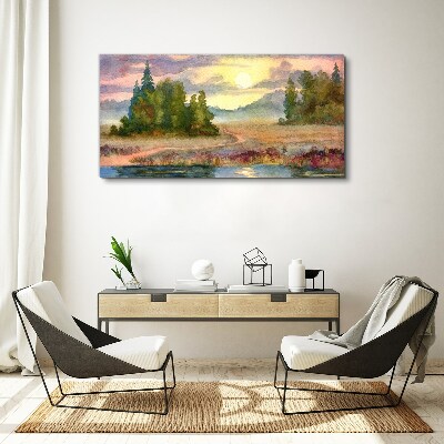 A quiet morning by the lake Canvas wall art