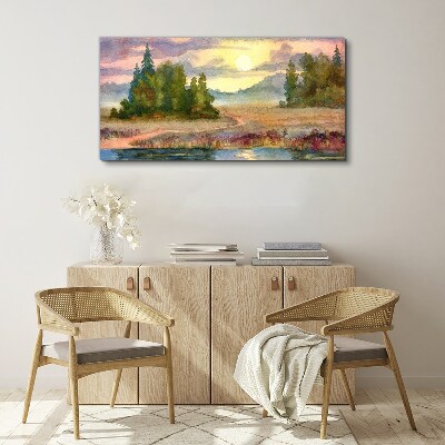 A quiet morning by the lake Canvas wall art