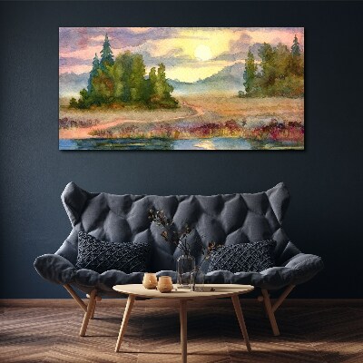 A quiet morning by the lake Canvas wall art