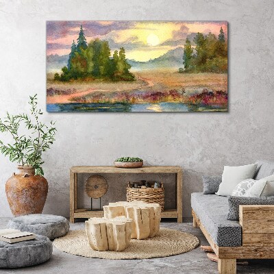 A quiet morning by the lake Canvas wall art
