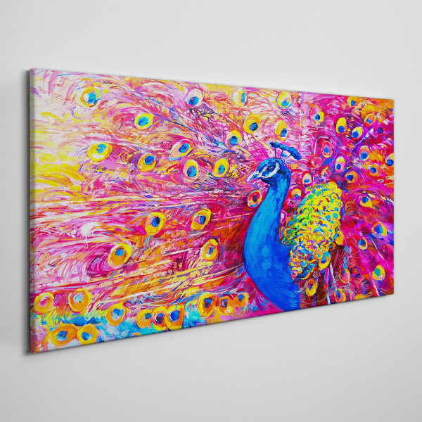 Colorful peacock in spring glow Canvas wall art