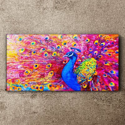 Colorful peacock in spring glow Canvas wall art