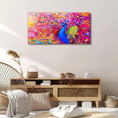 Colorful peacock in spring glow Canvas wall art