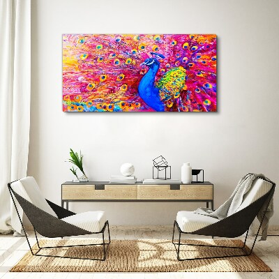 Colorful peacock in spring glow Canvas wall art