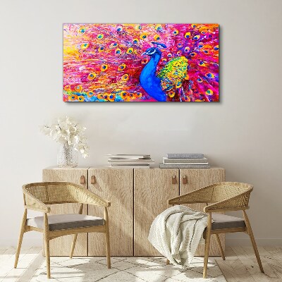 Colorful peacock in spring glow Canvas wall art