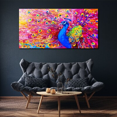 Colorful peacock in spring glow Canvas wall art