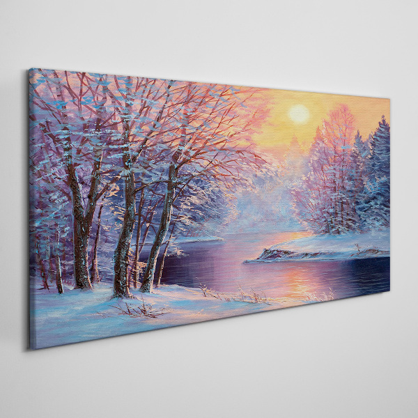 Winter landscape at sunrise Print on canvas