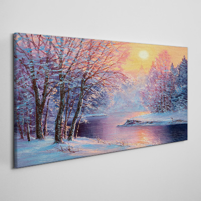 Winter landscape at sunrise Print on canvas
