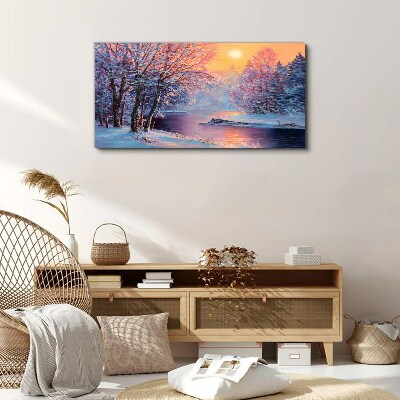 Winter landscape at sunrise Print on canvas