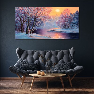 Winter landscape at sunrise Print on canvas