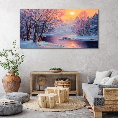 Winter landscape at sunrise Print on canvas