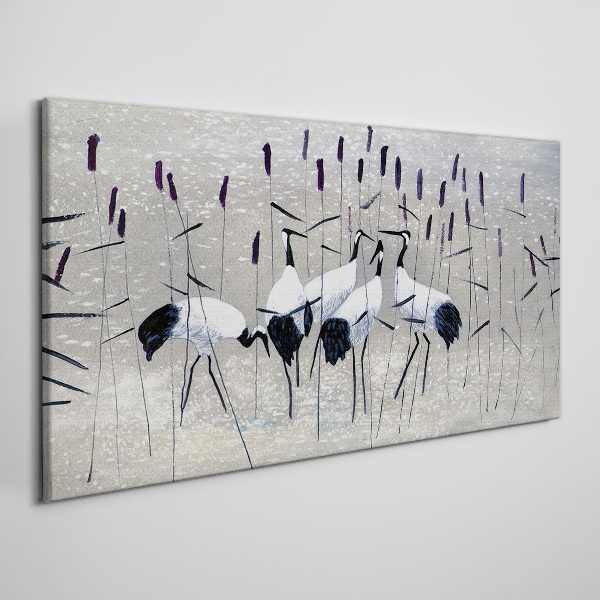 White cranes in the reeds Print on canvas