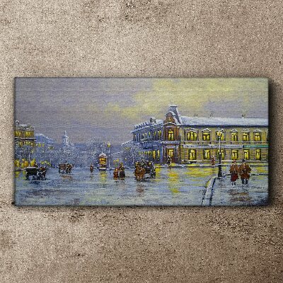 Winter evening in the city Print on canvas