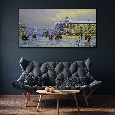 Winter evening in the city Print on canvas