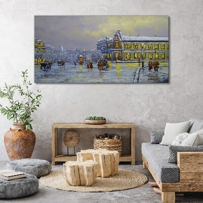Winter evening in the city Print on canvas