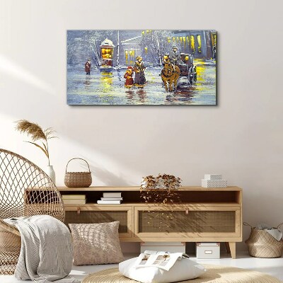 Winter evening in the city Canvas wall art