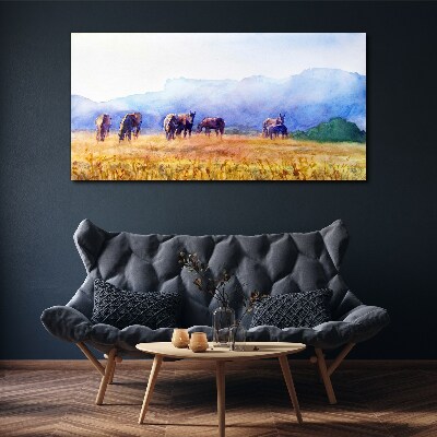 Animals horses meadow nature Canvas print