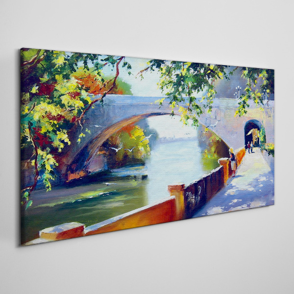 Bridge in the sunny park Print on canvas