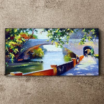 Bridge in the sunny park Print on canvas