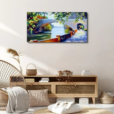 Bridge in the sunny park Print on canvas