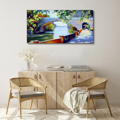 Bridge in the sunny park Print on canvas