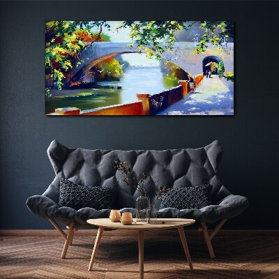 Bridge in the sunny park Print on canvas