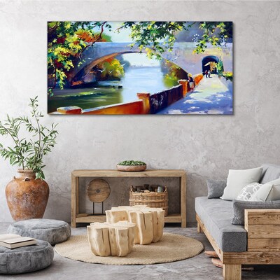 Bridge in the sunny park Print on canvas