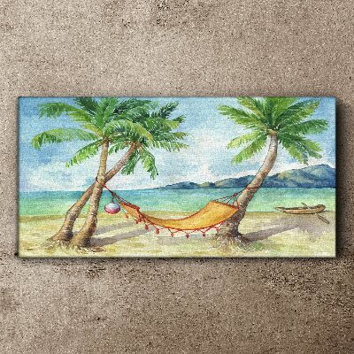 Beach hammock palm sea Canvas Wall art