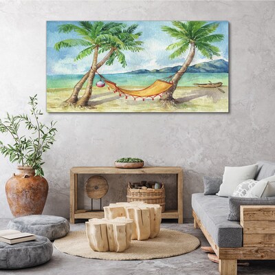 Beach hammock palm sea Canvas Wall art