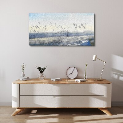 A peaceful landscape with grasses Print on canvas