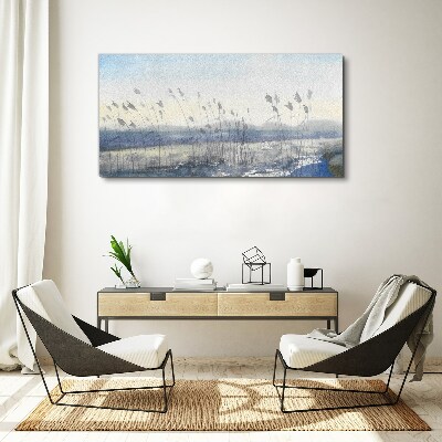 A peaceful landscape with grasses Print on canvas