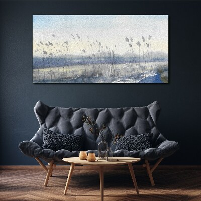 A peaceful landscape with grasses Print on canvas