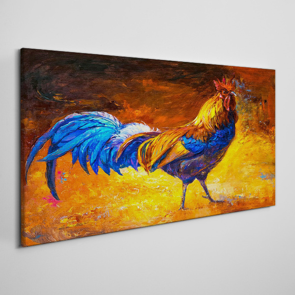 Colorful rooster against the background of fire Canvas wall art