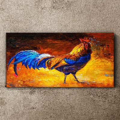Colorful rooster against the background of fire Canvas wall art