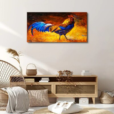 Colorful rooster against the background of fire Canvas wall art