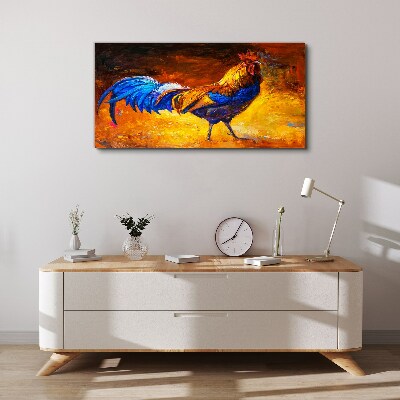 Colorful rooster against the background of fire Canvas wall art