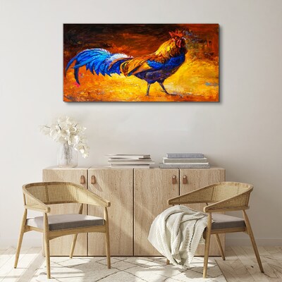 Colorful rooster against the background of fire Canvas wall art